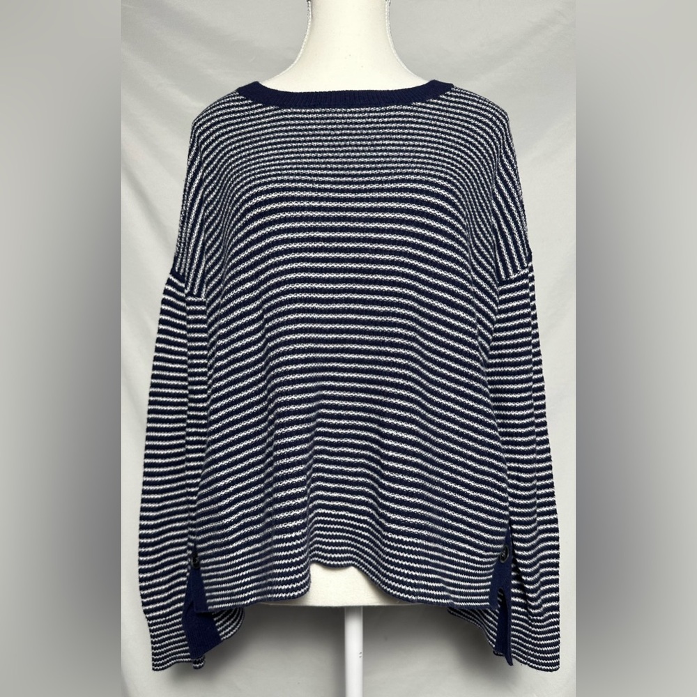 LORD & TAYLOR Nautical Striped Preppy Cotton Blend Sweater Size M‎